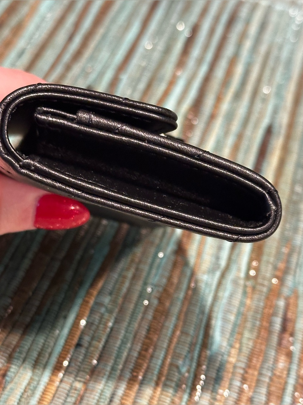 CHANEL Aged Calfskin Chevron Quilted Reissue Card Holder Wallet So Black - Picture 3 of 10